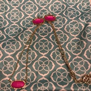 Kendra Scott Magenta Elisa Necklace & Ellie Stud